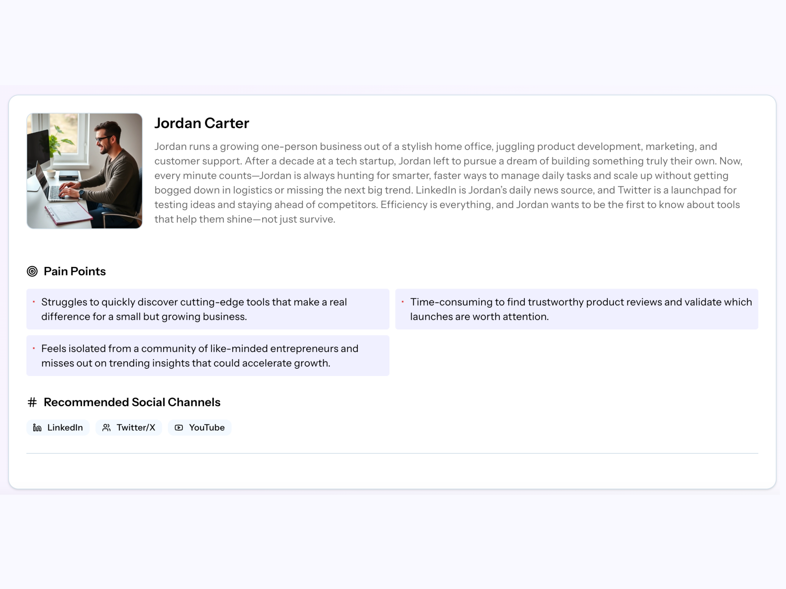 Detailed customer persona