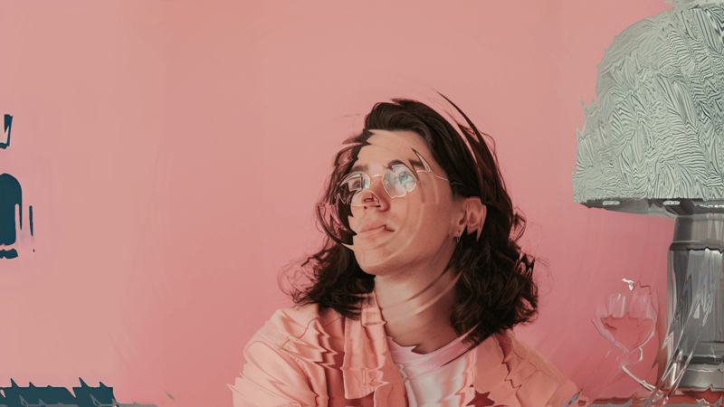 Image of a person on a pink background with a blur effect applied