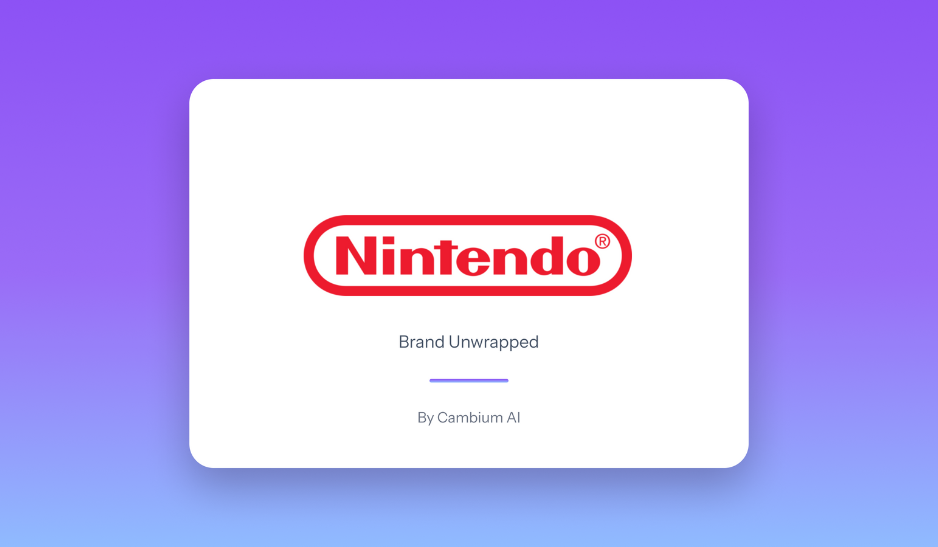 Nintendo logo on a card reading Brand Unwrapped by Cambium AI