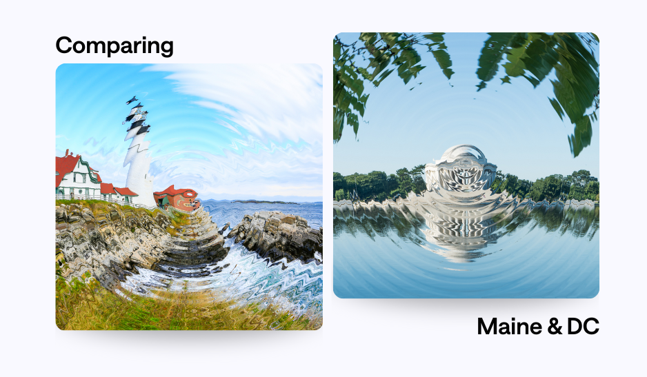 Two pictures, one of DC and one of Maine