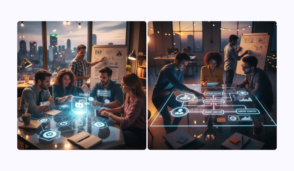 Founders gathered around a table, planning